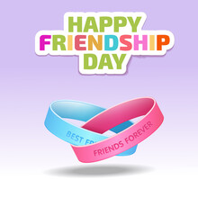 Friendship Bands With Text Best Friends Forever And Hand Drawn Doodle Scetch Background. Happy Friendship Day