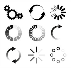 Canvas Print - loading process bar vector isolated elements on white backgroud. vector loading processing signs. pr