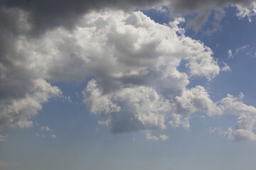 Wall Mural - white fluffy clouds in the blue sky.