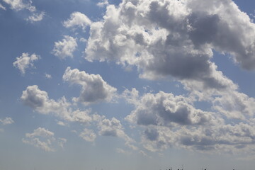 Wall Mural - white fluffy clouds in the blue sky.