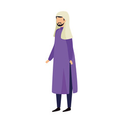 Wall Mural - muslim man with traditional clothes on white background vector illustration design