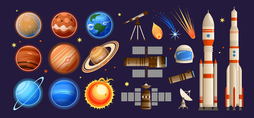 Wall Mural - space elements background set