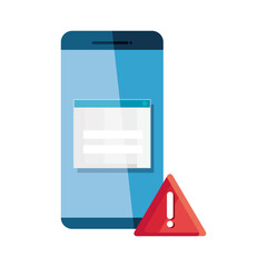 Poster - smartphone with alert symbol , data protection or digital online security concept vector illustration design