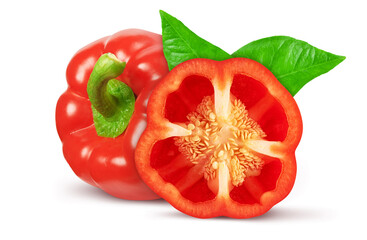 Sticker - red bell pepper isolated on white background with clipping path