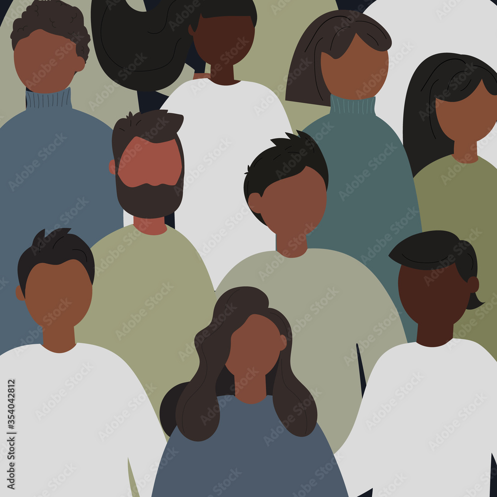 Black Lives Matter concept. Seamless pattern with young afro american people. Idea of demonstration for racial equality. Flat vector illustration - obrazy, fototapety, plakaty 