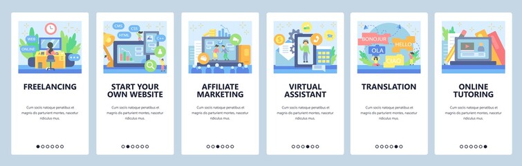 Wall Mural - business, affiliate marketing, virtual assistant, video call, online education. mobile app screens. 