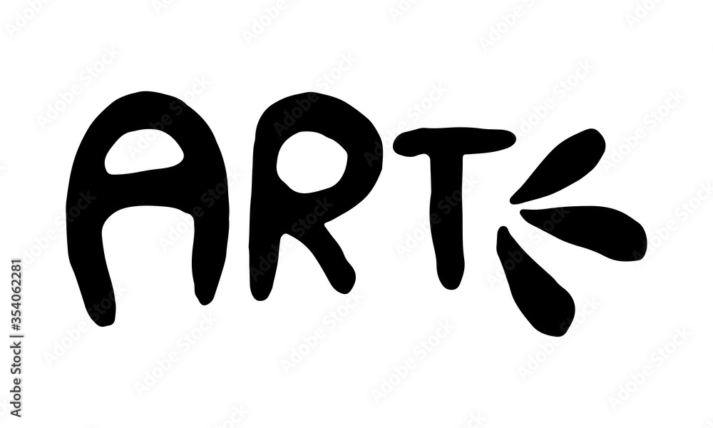 Text Lettering Monocrome Handwritten vector typography. Art lettering text isolated on white ...