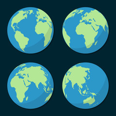 Poster - Set of Planet Earth icons in a flat design