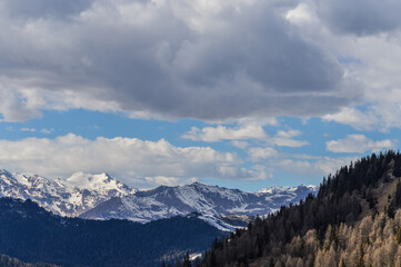 Dolomites Alps mountains in spring in Italy, Madonna di Campiglio (TN)