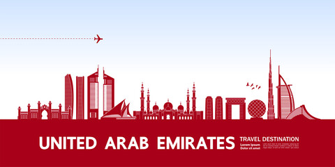 Fototapete - United Arab Emirates travel destination grand vector illustration. 