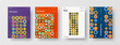© kitka - Company identity brochure template collection. Business presentation vector A4 vertical orientation front page mock up set. Corporate report cover abstract geometric illustration design layout bundle.