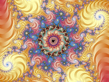 Colorful Yellow Spirals Mandelbrot Set Fractal
