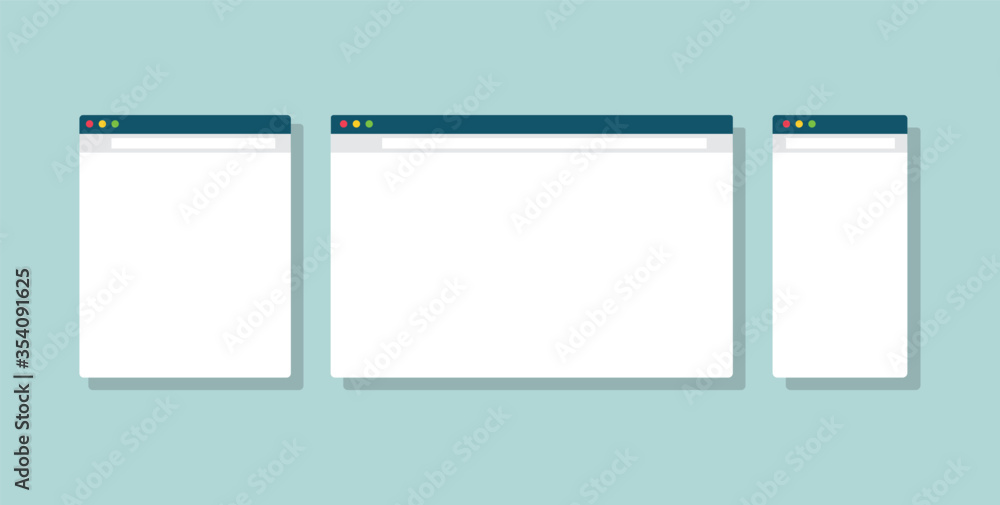 Web page window for computer, tablet and smartphone. Web browser window ...