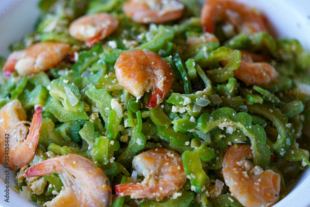 Margoso Homemade Filipino dish: bitter melon ginisang ampalaya Stock Photo ...