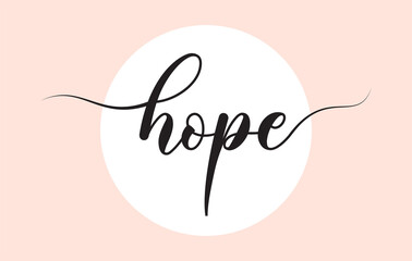 Hope word handwritten with custom calligraphy. Creative Word for logotype, badge, icon, card, postcard, logo, banner with colorful Stars and Swoosh Vector Illustration Design