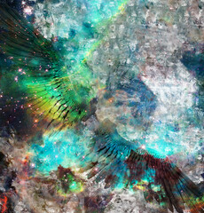 Wall Mural - wings in vivid space. canvas