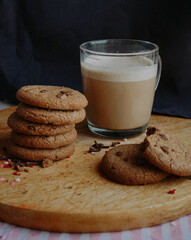 chocolate chip cookies and milk