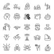 © Matsabe - Depression, state of low mood and aversion, sadness, suicidal thoughts icon set. People experiencing depression, linear icons. Line with editable stroke