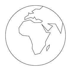 Wall Mural - simplified outline earth globe with map of world focused on africa. vector illustration