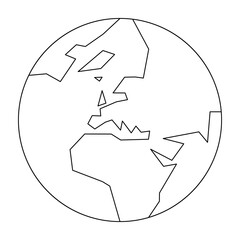 Wall Mural - simplified outline earth globe with map of world focused on europe. vector illustration