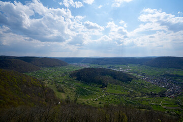 Naklejka na meble Lookout panoramic view in a valley of the swabian alp in south germany
