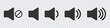 © vadymstock - An icon that increases and reduces the sound. Icon showing the mute. A set of sound icons with different signal levels in a flat style. Vector. on transparent background. Eps 10