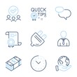 © blankstock - Electric plug, Human and Quick tips line icons set. Diploma certificate, save planet, group of people. Chat message, Time management and Usd currency signs. Vector