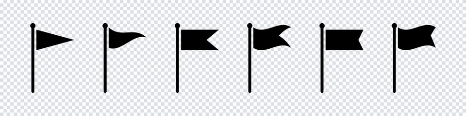 Wall Mural - flags collection icons. black vector isolated flag collection on transparent background. vector isol