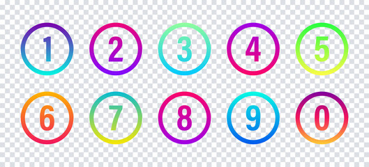 Wall Mural - colorful numbers. vector isolated illustration. round number gradient icons. vector trendy gradient 