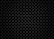 Black Seamless Background With Circles. Perforated Pattern, Grid, Sheet, Cells. Dark Border. Vector Texture