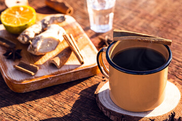 Wall Mural - hot drink with steam, Brazilian tea called in Portuguese 