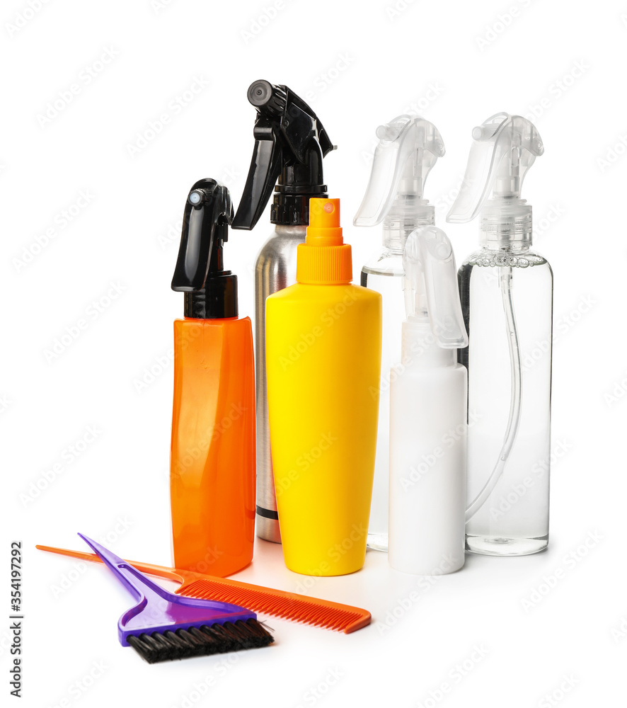 Hair sprays on white background
