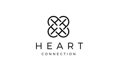 Wall Mural - initial H with love or heart and line style connection logo design concept