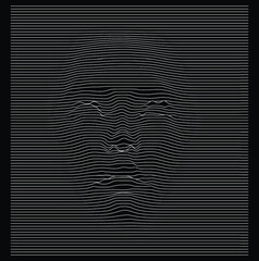 Wall Mural - silhouette of 3d head extruded from lines. graph made of cuves in form of human face. futuristic hi-