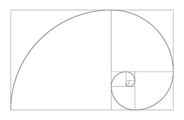 Golden Ratio spiral. Mathematical formula to guide designers for harmony composition.