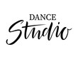 Handwritten brush lettering for ballet or dance studio. Black isolated text in modern style on white background. Vector illustration for logo, label signage, posters and advertising your business.
