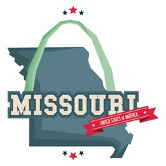 Missouri map with st louis gateway arch