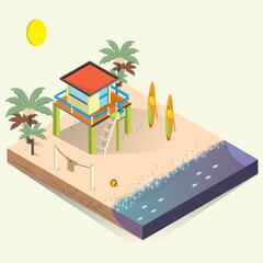 Poster - Isometric beach house