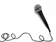 © Наталья Плеханова - microphone for karaoke with a wire isolated on a white background.  top view, flat lay, copy space for your text