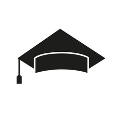 Poster - Icon of graduation cap. Academic, hat, success, headwear. Science concept. Can be used for topics like education, bachelor, university