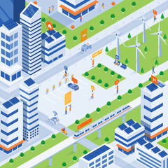 Modern flat design isometric concept of Eco Smart City for website and mobile website. Easy to edit and customize. Vector Isometric illustration