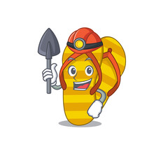 Sticker - A cartoon picture of flip flops miner with tool and helmet