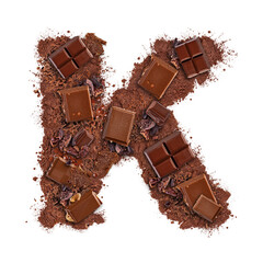 Wall Mural - Letter K made of chocolate bar