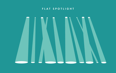 Flat Vector stage with set of spotlights. Blue stage. Vector illustration