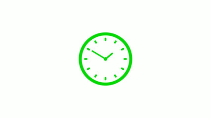 New green clock icon,Counting down clock isolated on white background