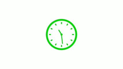 New green clock icon,Counting down clock isolated on white background