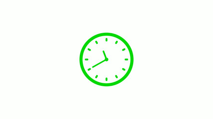 New green clock icon,Counting down clock isolated on white background