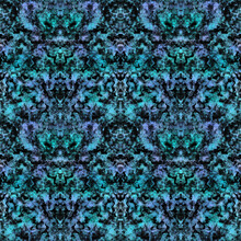 Purple, Turquoise And Black Symmetric Seamless Pattern. Repeated Abstract Texture For Fabric, Wallpaper, Cloth Print, Interior Decoration.