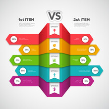 Comparison Infographic. Business Chart With Choice Elements Or Products Infotable Versus Arts Vector Compare Graph. Infographic Presentation Comparison Vs, Info Selection And Compare Illustration