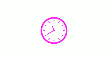 Pink clock animation on white background,Counting down clock icon